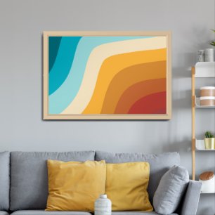 Colourful Retro Rainbow Abstract Waves   Poster