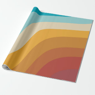 Colourful Retro Rainbow Abstract Waves Wrapping Paper