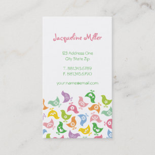 Colourful Retro Rainbow Chicks Pattern Whimsical Business Card