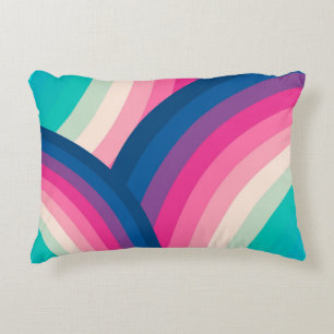 Colourful Retro Rainbow Circles Pattern Decorative Cushion