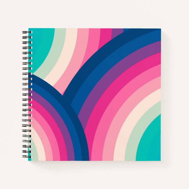 Colourful Retro Rainbow Circles Pattern | Notebook (Front)