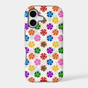 Colourful Retro Rainbow Flowers Design White