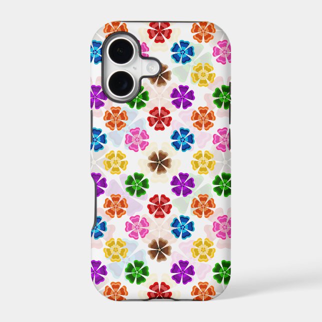 Colourful Retro Rainbow Flowers Design White  (Back)