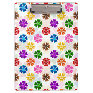 Colourful Retro Rainbow Flowers Design White Clipboard