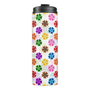 Colourful Retro Rainbow Flowers Design White Thermal Tumbler