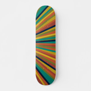 Colourful Retro Rainbow Stripe Pattern Skateboard