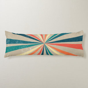 Colourful Retro Rainbow Sunburst   Body Cushion