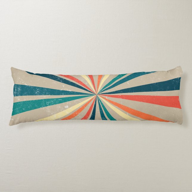 Colourful Retro Rainbow Sunburst   Body Cushion (Front)
