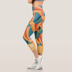 Colourful Retro Rainbow Sunburst Custom Pickleball Capri Leggings