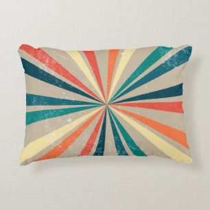 Colourful Retro Rainbow Sunburst Decorative Cushion