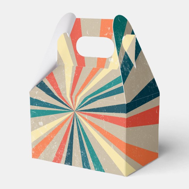 Colourful Retro Rainbow Sunburst  Favour Box (Front Side)