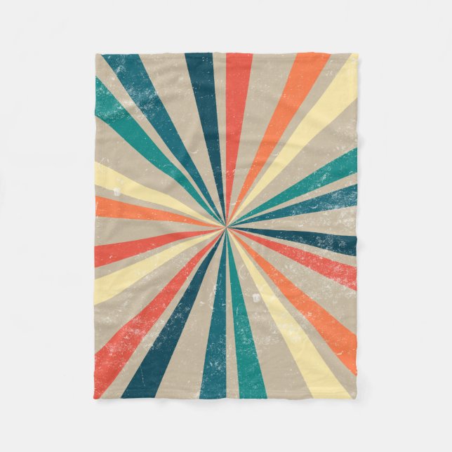 Colourful Retro Rainbow Sunburst  Fleece Blanket (Front)
