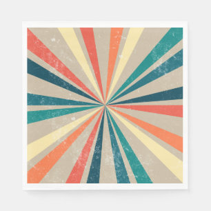 Colourful Retro Rainbow Sunburst  Napkin