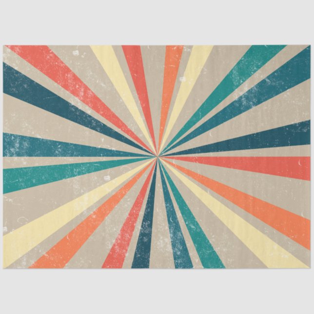 Colourful Retro Rainbow Sunburst  Tissue Paper (Front)