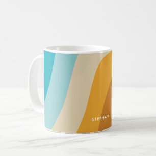 Colourful Retro Rainbow Waves Personalised  Coffee Mug