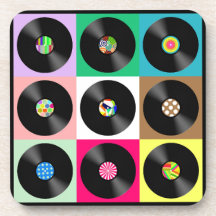 Colourful Retro Record Album Coaster Set