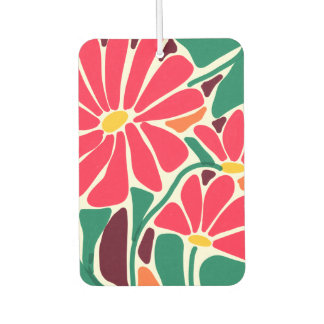 Colourful Retro Red Flower Car Air Freshener
