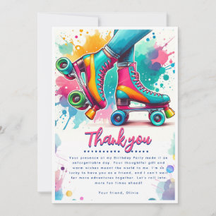 Colourful Retro Roller Skate Birthday Thank You Card