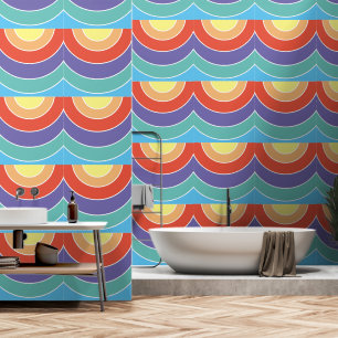 Colourful Retro Scallop Pattern Wallpaper