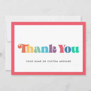 Colourful Retro script Thank You card