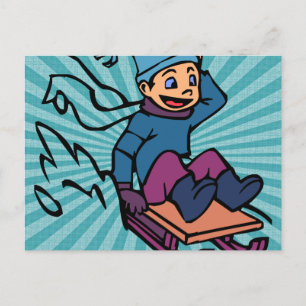 Colourful Retro Skiing skiing lovers winter sp Postcard