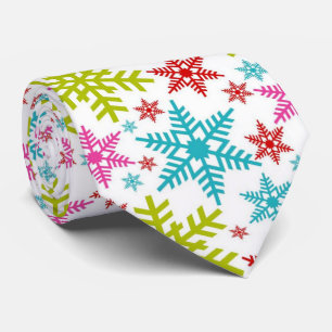 Colourful Retro Snowflakes Christmas Tie