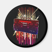 Colourful Retro Speaker Art with Bold Neon Music