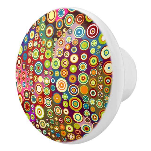 Colourful Retro Spots I + your background & ideas Ceramic Knob (Right)