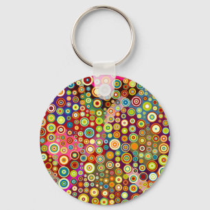 Colourful Retro Spots + your idea Key Ring