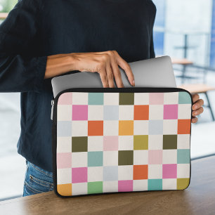 Colourful Retro Square Chequered Laptop Sleeve