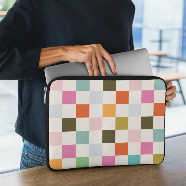 Colourful Retro Square Chequered Laptop Sleeve (Creator Uploaded)