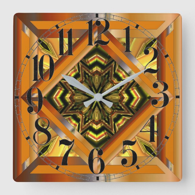 Colourful Retro  Square Wall Clock (Front)