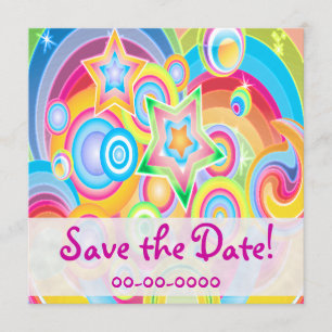Colourful Retro Star Power Invitations