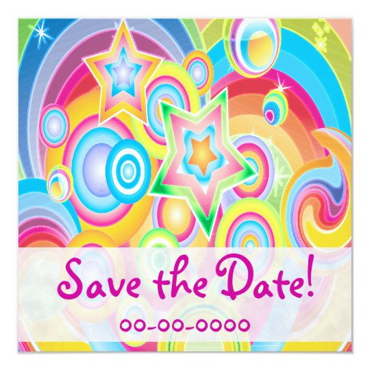 Colourful Retro Star Power Invitations