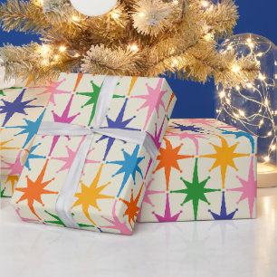 Colourful Retro Starbursts Mid Century Modern  Wrapping Paper