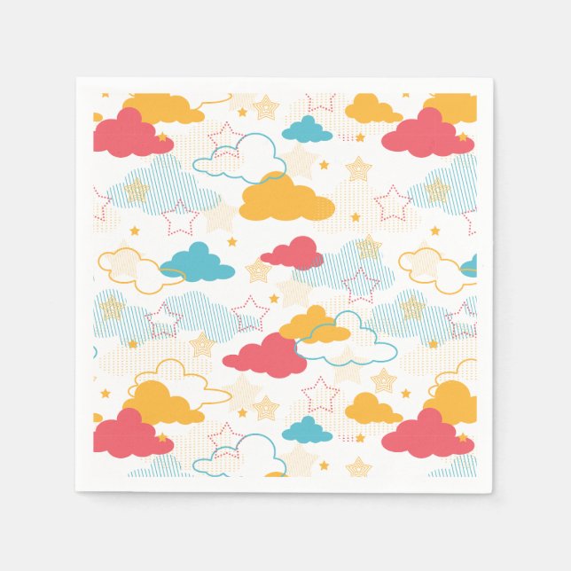 Colourful Retro Starry Sky Art Pattern Napkin (Front)