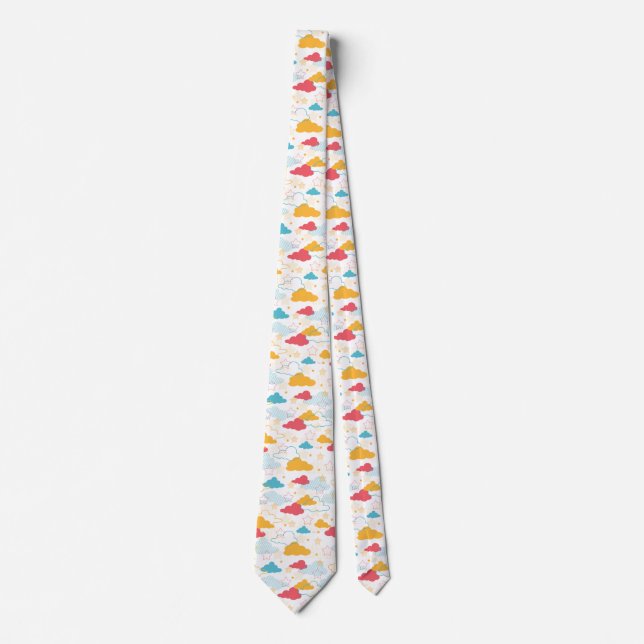 Colourful Retro Starry Sky Art Pattern Tie (Front)