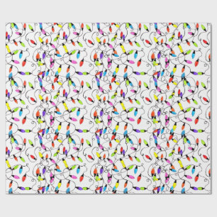 Colourful retro string lights wrapping paper