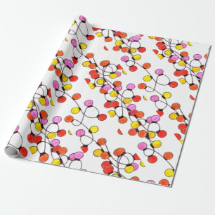 Colourful retro string lights wrapping paper