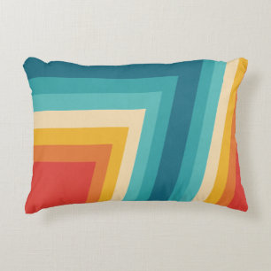Colourful Retro Stripe -  70s, 80s Design Decorative Cushion