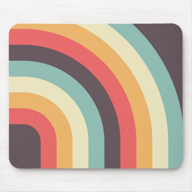 Colourful Retro Stripe -  70s, 80s Design Mouse Pa Mouse Pad (Front)