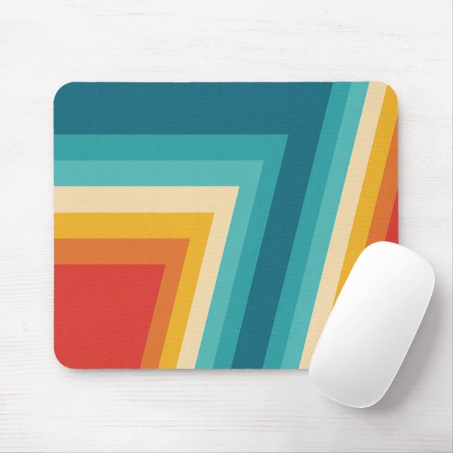 Colourful Retro Stripe -  70s, 80s Design Mouse Pad (With Mouse)