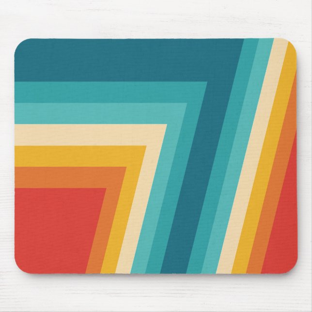 Colourful Retro Stripe -  70s, 80s Design Mouse Pad (Front)