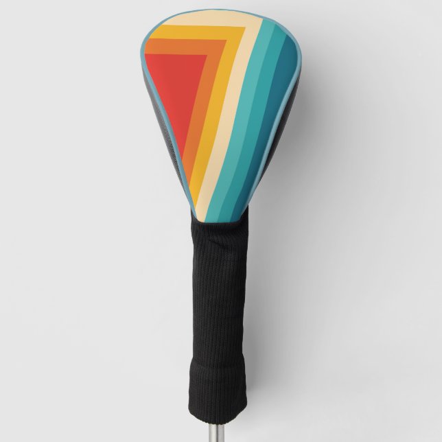 Colourful Retro Stripe - 70s, 80s  Golf Head Cover (Front)