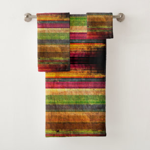 Colourful Retro Stripe Bath Towel Set