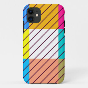 Colourful retro striped pattern iPhone 11 case