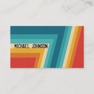 Colourful Retro Stripes - 70s, 80s Design Business Card