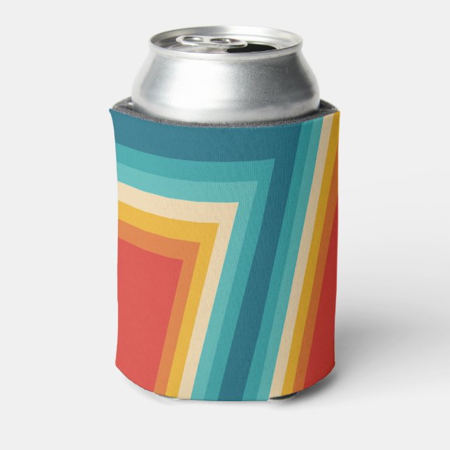 Colourful Retro Stripes  -   70s, 80s Design Can Cooler (Can Back)