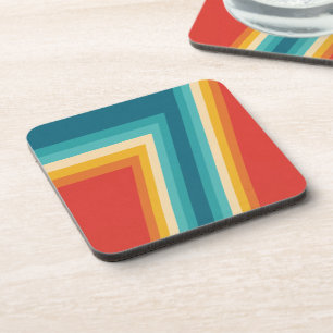 Colourful Retro Stripes  -   70s, 80s Design Coaster