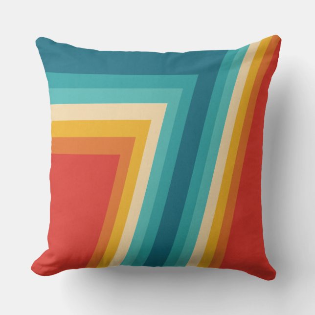 Colourful Retro Stripes  -   70s, 80s Design Cushion (Front)